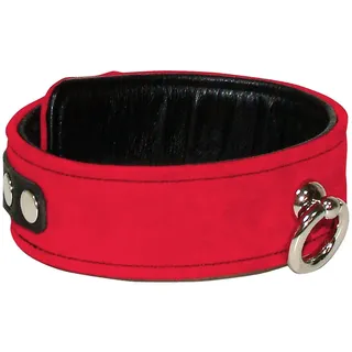 Wild Thing by Zado Leder-Halsfessel S-L - verführerisches Halsband für Frauen und Männer, mit Ring zum Befestigen einer Leine, Matt-Look, rot/schwarz