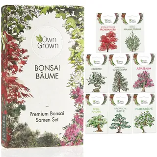 Bonsai Samen Set: Premium Bonsai Starter Kit mit 8 Sorten Bonsai Saatgut – 40 Samen im Bonsai Anzuchtset zum Bonsai Züchten für den Mini Garten und Zen Garten, Bonsai Baum Samen Set von OwnGrown