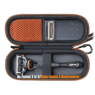 Woollo PU Tasche Kompatibel mit Gillette ProGlide Rasierer,Fusion 5 Nassrasierer and Mach3 Nassrasierer Tragbar Hart Reise Case Etui Hülle Wasserdicht Tasche für Fusion 5,Orange