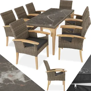 Tectake Foggia Rattan Sitzgruppe 9-tlg. natur