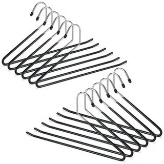Relaxdays 24 x Hosenbügel rutschfest Schwarz,Silber