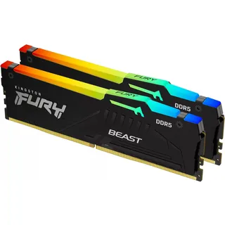 Kingston FURY Beast RGB - DDR5 - Kit - 64 GB: 2 x 32GB, 6000 MHz, DDR5-RAM, DIMM RAM, Schwarz