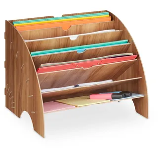 Relaxdays Dokumentenablage, Braun, Holzwerkstoff, 34x27x27 cm, Arbeitszimmer, Büroregale, Aktenregale