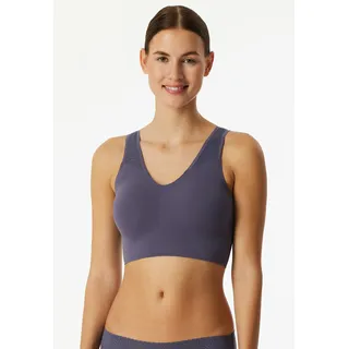 SCHIESSER Bustier Invisible Soft Lace herausnehmbare Pads, Spitzeneinsatz, V-Ausschnitt blau 36