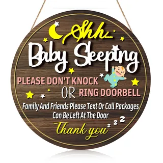 Baby-Schlafschild-Dekor, Baby-Schlafschild für die Haustür, Baby schläft, keine Werbung, nicht klopfen, nicht an der Tür klingeln, nicht klopfen, Schild ist für die Verwendung geeignet, wenn das Baby