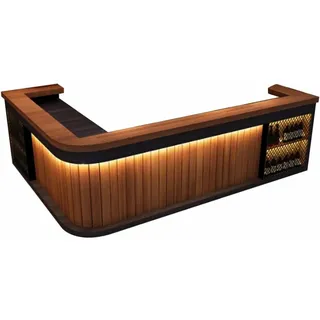 Maßanfertigung Bartisch Bar-Tresen Eckbartresen Gastronomie-Theke Restaurant-Bar Empfangstresen Braun 160x60cm