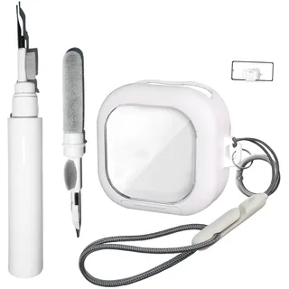 [4-in-1] Schloss-Hülle, kompatibel mit Samsung Galaxy Buds 4/Buds 4 Pro, mit Ständer und Schlüsselanhänger, transparentes Reinigungsstift-Set, stoßfeste Abdeckung, Umhängeband für Galaxy Buds 4 Pro