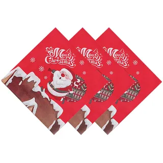 Weihnachts Servietten, Servietten Weihnachten Rot mit Santa Claus Design, Papier-Tischservietten für Restaurants, Hotels und Weihnachtsfeiern, Mehrere Szenen anwendbar, 20 Stücke