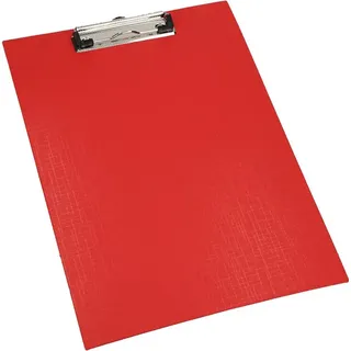 D.RECT Klemmbrett, Schreibplatte A4 PVC-Folie leinengeprägt rot mit Metallklemme mit Aufhängeöse, 09450