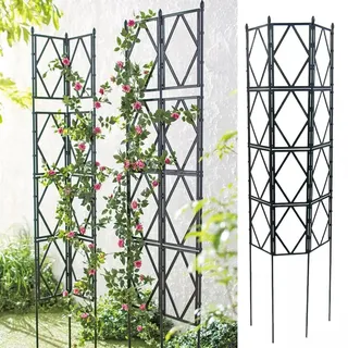 Rose Rankgitter Metall 3er Set, Faltbares Design Hoch 220cm Rankhilfe Pergola für Rasen/Hinterhof/Terrasse Kletterrosenpflanzen Garten Decoration,Green-180 * 60cm(71 * 24in)