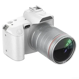 TONIXY D5 Digitale Spiegelreflexkamera mit Dual-Objektiven vorne und hinten, 16-facher Anti-Shake-Zoom, übergroße F/2,7-Blende, 7,6-cm-Touchscreen, WLAN-Steuerung (weiß)
