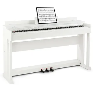 MUSTAR 88 Tasten Digitalpiano mit Hammermechanik, 3 Pedalen, Weiß | Professionelles E-Piano, Dual-Kontrollsystem, Doppelte Kopfhöreranschlüsse, Möbel-Ständer, Stereo-Lautsprecher, USB-MIDI