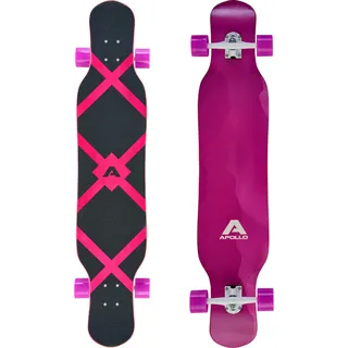 Apollo Dancer Longboard 46 x 9,5 Zoll, mit ABEC 9 Kugellager, schwarz|rosa 46"
