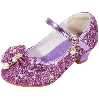 Kinder Glitzer Abendschuhe Elegante Prinzessin Schuhe Ballerina Schuhe Pailletten Süße Schleifen Kinder Absatzschuhe Pailletten Kristall Prinzessinnen Schuhe Frühling und Sommer Freizeitschuhe - 28 EU