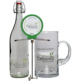 Cellavita – Wasserwirbler für Hexagonwasser 3er Set – Handwirbler mit 1L Glasflasche & Krug – Wasserverwirbler für Herstellung von belebtem & vitalisiertem Wasser durch veränderte Hexagonstruktur