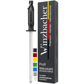 Winzbacher Wetzstahl [39cm] Profi Messerschärfer – aus gehärtetem Spezialstahl | Messerschaerfer Messerschleifer | ergonomisch geformter Soft-Touch Griff mit Fingerschutz