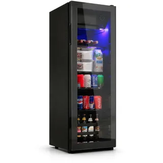 Merax Getränkekühlschrank 128L mit Gefrierfach 8L, 43.5 x 40 x 110 cm, 128 L, schwarz, LED