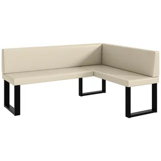 MEBLINI Eckbank für Esszimmer - Küchenbank - Essecke - Sitzecke Küche - Toni - U-Beine 128x168x87cm Rechts - Creme Kunstleder