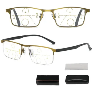 MJMLUCK Intelligente Gleitsichtbrille Dual-Focus Anti Blaulicht Sehhilfe, Intelligente Zoom Lesebrille Automatischer Gleitsichtbrille Mit Brille Box füR Herren und Damen (Two Pairs 300)