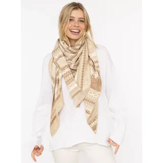 Zwillingsherz Dreieckstuch "Maralda", Damen, beige, Strick, Materialmix, gemustert, mehrfarbig, Modetücher Dreieckstuch, farbenfrohes Muster, wärmend, Strick
