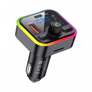 FM Transmitter BT 5.3+EDR PD40W USB-C, 2x USB in Schwarz für den Zigarettenanzünder