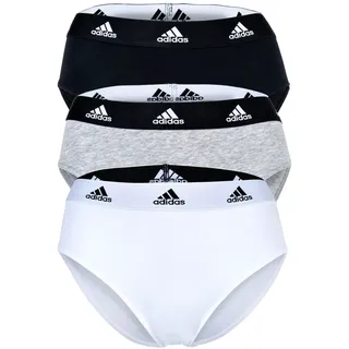 adidas Damen, Slip, 3er Pack - Bikini 3PK, Unterwäsche, Cotton Stretch, Logo, uni Schwarz/Weiß/Grau XS