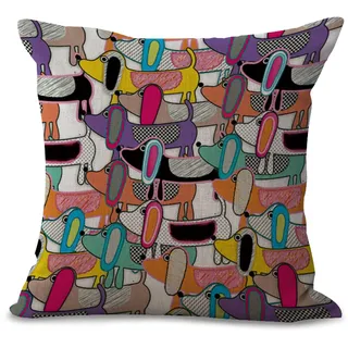 Kissenbezug 80x80 Bunter Graffiti Hund Kopfkissenbezug 80x80 Baumwolle Leinen Sofakissen mit Reißverschluss Dauerhaft Kissenbezüge 80x80 Knitterfreie Starke Atmungsaktivität Couchkissen 1 Pcs