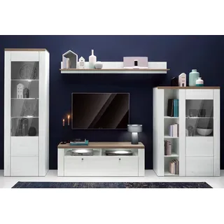 otto home Wohnwand 4-tlg. (sibiu weiß/eichefarben sägerau dunkel), (208795)