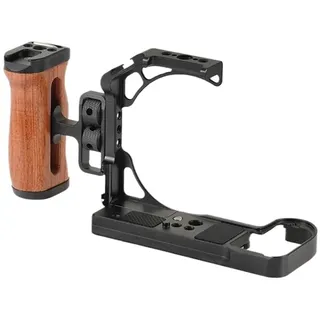 Z5II Kamerakäfig, Kompatibel Mit Nikon Z5 II Kamera, Seitengriff, Oberem Handgriff, Schnellwechselplatte, Käfig-Rig-Kit, Schutzrahmen(Wooden Handle)