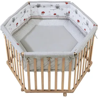 roba Laufgitter Natur, Holzwerkstoff, Tiere, Sechseckig, 118.5x72.5x103.5 cm, Babymöbel, Laufstall Baby