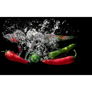 queence Herd-Abdeckplatte Peperoni Küchenwand Spritzschutz Abdeckung Schutz, Acrylglas, (1 tlg), inkl. Klebepads und Saugnäpfen für eine flexible Befestigung rot|schwarz 80 cm x 52 cm x 0.4 cm