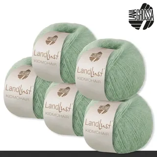 Lana Grossa 5 x 25 g Kidmohair Stricken Wolle Superkid Schurwolle 20 Farben | 06 | Mintgrün
