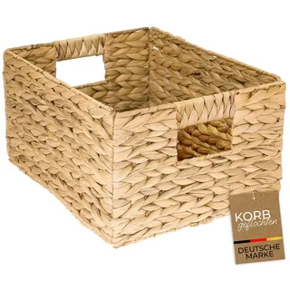 HMF Aufbewahrungskorb faltbarer Korb geflochten aus Wasserhyazinthe Seegras 36 x 28 x 20 cm beige