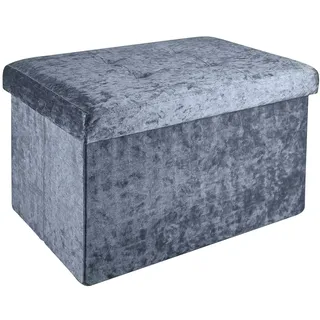 Intirilife Sitzwürfel mit Stauraum 49 x 30 x 30 cm Samt Grau