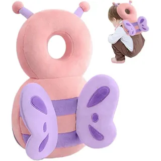 HEYHIPPO Baby-Kopfschutz-Rucksack Baby Anti-Fall-Kopfstütze,verstellbares Rückenschutzkissen-Stützkissen, Tiger und rosa Schmetterlingsform, Kinder Kleinkind Anti-Fall Kopfstütze,Rückenpolster aus Plüschmaterial, Atmungsaktives Baby Kopfschutzpolster Von 4 Bis 24 Monaten 19× 33cm rosa