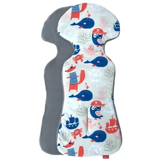 BYBOOM Basics Baby Sitzauflage, Sitzeinlage 77x32cm, Baumwoll- und Frotteeseite, Universal für Babyschale, Autositz, Kinderwagen, Buggy, Fahrradanhänger, Beidseitig verwendbar, weich, hautfreundlich