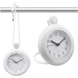 Mrilary Wanduhr Analog-Badezimmeruhr –leisem Uhrwerk,zum Hängen oder Aufstellen (ABS-Kunststoff,mit benötigt 1 AA-Batterie (nicht enthalten) weiß