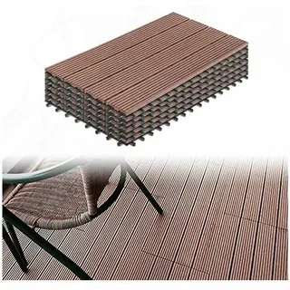 Wpc Terrassenfliesen Holz Kunststoff Fliesen Balkonfliesen Klickfliesen Für Garten Balkon Terrasse (30x60cm, 6 Stück Gesamt 1m2 Braun) Yardin