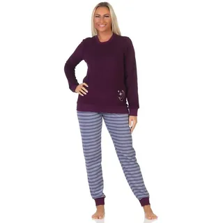 Normann Pyjama Normann Damen Frottee Schlafanzug mit Bündchen - auch in Übergrössen rot 40-42