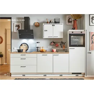 pino Küchen Küchenzeile, 270/280 cm, mit Elektrogeräten (Anschlag rechts, Weiß, 270 cm)