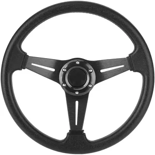 350mm 14 Zoll Rennwagen Lenkrad, Universal Lenkrad, Auto Modifikationsteile, 3 Speichen Genietet & 6 Bolzen für Auto, Boot, LKW, Yacht (Schwarz)