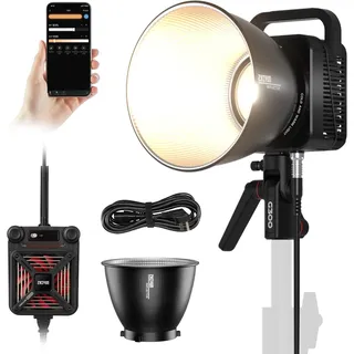 ZHIYUN Molus G300 [Official] Videolicht 300W, COB LED Videoleuchte mit Bowens Mount, Bi-Color Streaming Licht mit 60900 Lux/ 2700~6500K/ CRI≥95/ TLCI≥97/ APP Control, Ultraleise Video/Foto Licht