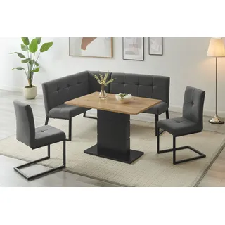 OTTO home Eckbankgruppe OTTO HOME "Geranie, Sitzgruppe, Eckbank inkl. Stauraum, Esstisch, 2 Freischwinger", grau, B:180cm H:80,5cm T:61,5cm, MDF, Metall, Polyester, Sitzmöbel-Sets, Eckbankgruppe, mit und ohne Stauraum wählbar