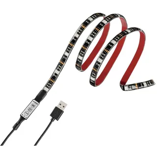 Hama USB-LED-Leuchtband mit integrierter Bedieneinheit, RGB, 1m - Schwarz/Rot