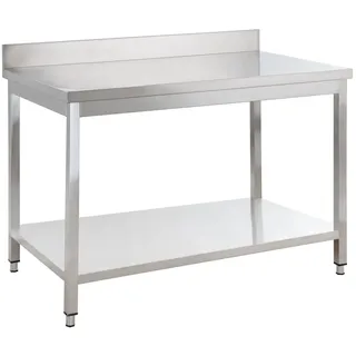 GastroHero Edelstahl Arbeitstisch Basic 10x6 mit Grundboden und Aufkantung, zur Selbstmontage