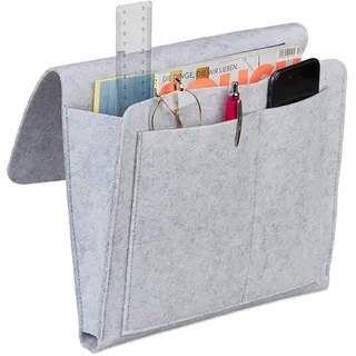 Relaxdays Betttasche, zum Einhängen, 5 Fächer, Aufbewahrung Bett & Sofa, Filz Bettorganizer HBT 26 x 28 x 5 cm, Farbwahl