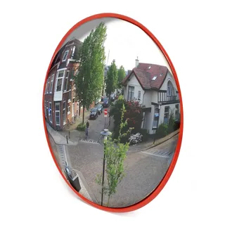 Wiltec Verkehrsspiegel 60 cm konvex, runder Sicherheitsspiegel mit 130-160° Sichtfeld, Konvexspiegel aus Polycarbonat, Überwachungsspiegel für Ausfahrten inkl. Montagematerial