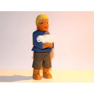 Lotte Sievers-Hahn Krippenfiguren * Hirte mit Lamm im Baumwollbeutel * 1114