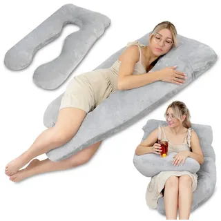 Totsy Baby Schwangerschaftskissen stillkissen XXL seitenschläferkissen Pregnancy Pillow groß komfortkissen u Form lagerungskissen schlafkissen abnehmbarem bezug seitenschläfer 135 cm Dunkelgrau