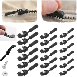 Zipper Repair Kit | Universal Replacement Instant Zipper Fix Sliding Teeth Screw Head with 3 Different Sizes,Fix Zip Puller Zip Slider Replacement Zip Fix (18Pcs)
